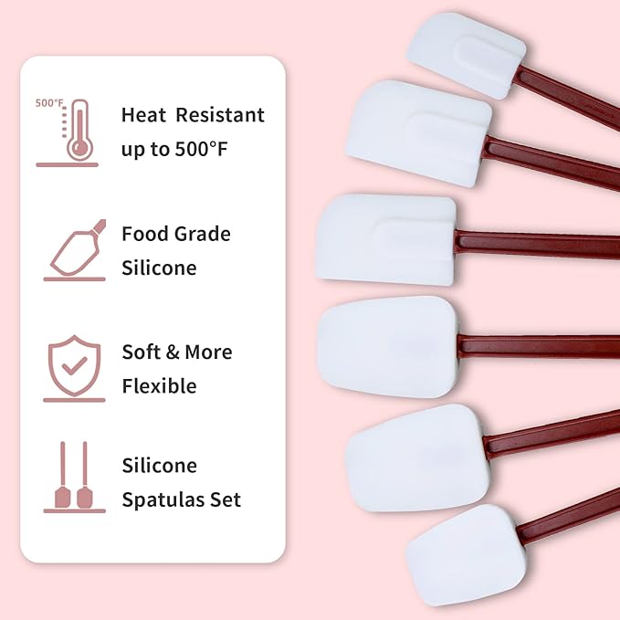 MYTASUY 10 INCH Silicone Spatulas Heat Resistant Heavy Duty Rubber Spatulas Commercial Spatulas Set for Kitchen Use Silicone Cooking Utensils Sets of 2
