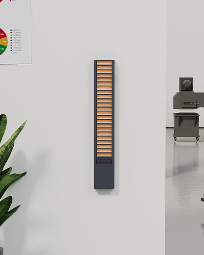 OSKIE 25-pockets Metal Time Card Rack, Wall-Mountable, Powder gray-blue, Vertical Office Organizer, 2x5x30inches