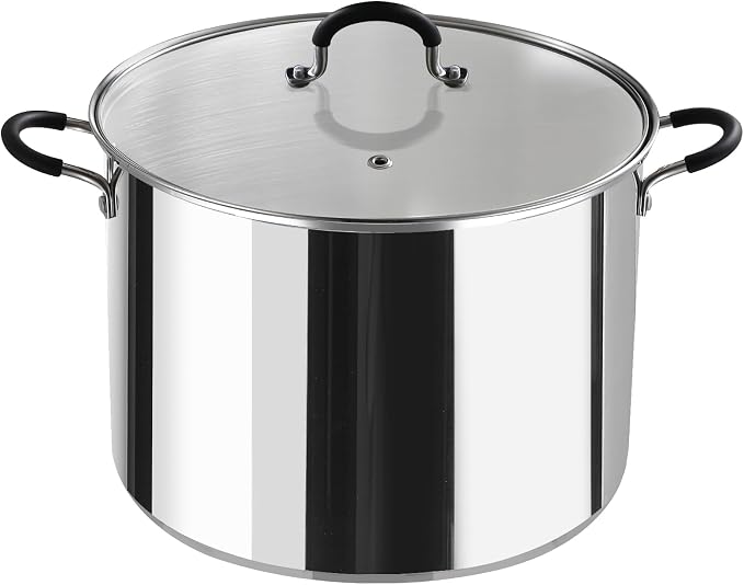 Cook N Home Professional 20 Quart Stainless Steel Stock Pot with Lid | Induction Cookware for Pasta, Soup, Canning,Oven Safe, Dishwasher Safe