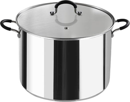 Cook N Home Professional 20 Quart Stainless Steel Stock Pot with Lid | Induction Cookware for Pasta, Soup, Canning,Oven Safe, Dishwasher Safe