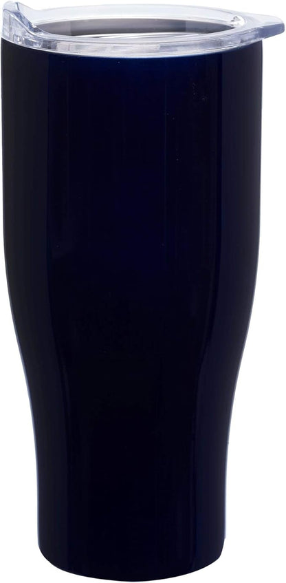 DISCOUNT PROMOS 10 Stainless Steel Grip Travel Mugs Set, 27 oz. - Vacuum Insulated, Plastic Lid - Blue