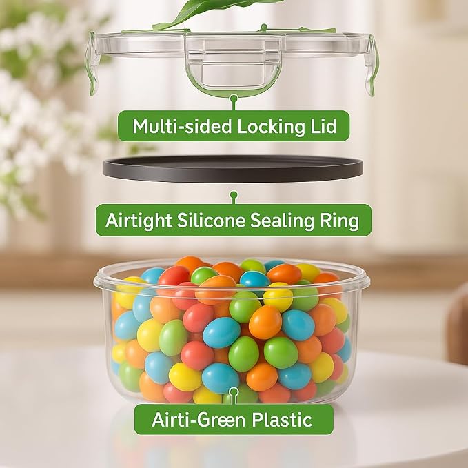 RockBerry 56 PCS Food Storage Containers with Lids Airtight- Plastic Container for Pantry Kitchen Organization-Microwave Dishwasher,Freezer Safe 100% Leak Proof (28 Stackable Boxes-28 Lids)