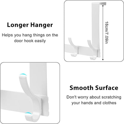 Optish Over The Door Hooks, Door Hanger Hooks for Hanging, Over The Doors Towel Racks for Bathroom with 12 Coat Hook, Coat Rack Bathroom Accessories（1 Pack, White）