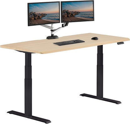 Vari ComfortEdge 72x30 Inch Adjustable Electric Standing Desk – Sit Stand VariDesk with Memory Presets, Sloped Edge, 180 LB Capacity + Tool-Free Assembly (Light Wood Top/Black Legs)