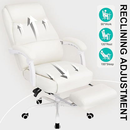 Misolant Big and Tall Office Chair with Footrest, High Back Desk Chair with Linkage Armrest, 90-155° Recline Executive Computer Chairs with Adjustable Height for Home