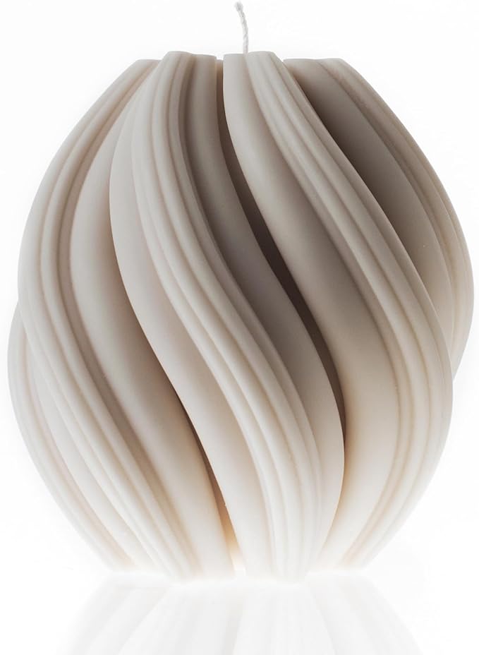 LAWA Swirl Candle - Beautiful Handmade Pillar Scented Soy Wax Twirl Elegant Bubble Aesthetic Candle Housewarming Gift Home Room Shelf Decor Idea Spiral White (Small)