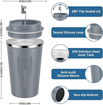 CS COSDDI 12 oz Stainless Steel Vacuum Insulated Tumbler - Coffee Travel Mug Spill Proof with Lid - Coffee Cups for Keep Hot/Ice Coffee,Tea and Beer
