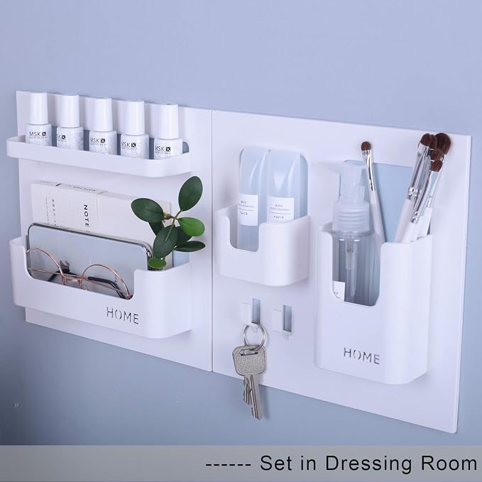 Bright Life Bedside Shelf Bedroom Dorm Room Rack Organizer Storage -Use as Kid Student Wall Shelf to Organize Headphone,Remotes,Glass,Cellphones(Vertical Type/White)