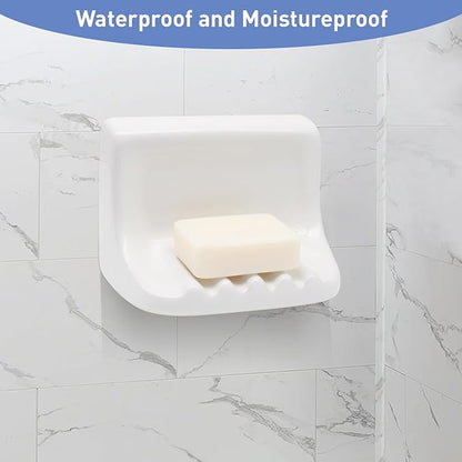 White Vintage Mounted Ceramic Soap Dish for Bathroom Shower Wall,Retro Ceramic Soap Holder Porcelain Soap Dish Holder Tray for Home Bathtub Bathroom Sink Shower Wall Easy to Clean Keep Soap Dish Dry