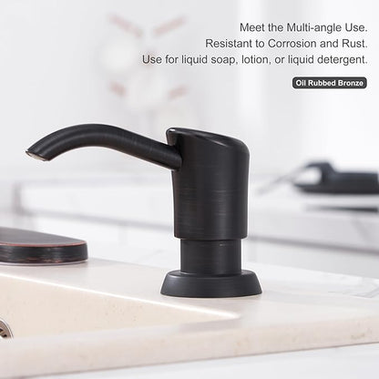 GAGALIFE Soap Dispenser for Kitchen Sink, ABS in Counter Soap Dispenser(Oil Rubbed Bronze), with 17 Ounce Large Pet Soap Bottle, Refill from The Top, Venetian Bronze