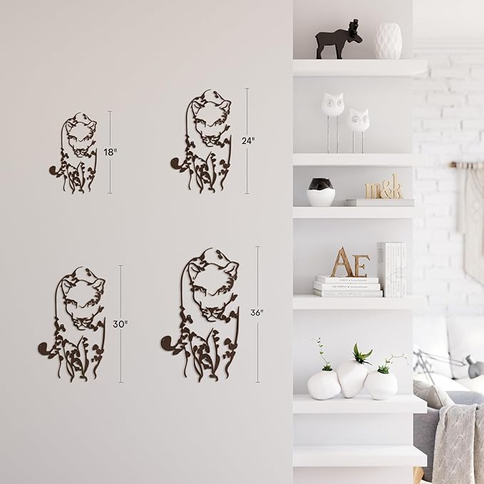 SIGNLEADER Metal Wall Art Decor Leopard Minimalist Modern Abstract Wall Sculpture Hangings Home Decoration for Living Room, Bedroom, Bathroom, Kitchen, Outdoor - 18" Bronze