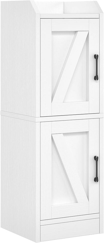 Narrow Bathroom Storage Cabinet with 2 Doors and Shelves, 9.8" W Small Storage Cabinet for Toilet Paper Storage, Slim Cabinet for Small Spaces, Bathroom, Kitchen, 9.8" W × 7.9" D × 29.5" H, White