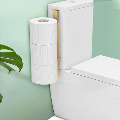 Conworld Gold Toilet Paper Holder Brushed Nickel for 3 Roll Tissue, 1 Pack Bathroom Toilet Paper Storage Over The Tank, Stainless Steel Rustproof Bathroom Toilet Paper Roll Holder Wall Mount