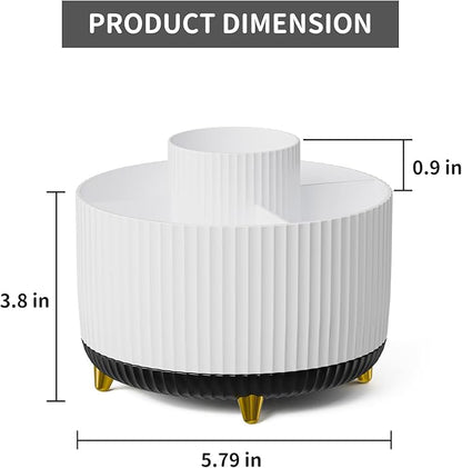 Marbrasse Desk Organizer, 360-Degree Rotating Pen Holder, Desk Organizers and Accessories with 5 Compartments Pencil Holder, Art Supply Storage Box Caddy for Office, Home (White+Black)
