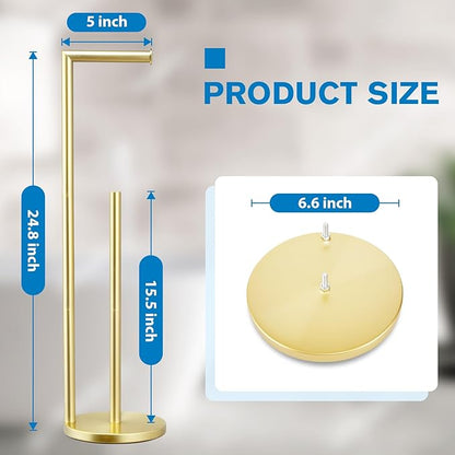 Toilet Paper Holder Stand,Toilet Paper Holder Free Standing,Gold Toilet Stand Holder for 4 Rolls,Toilet Paper Storage by Bathth