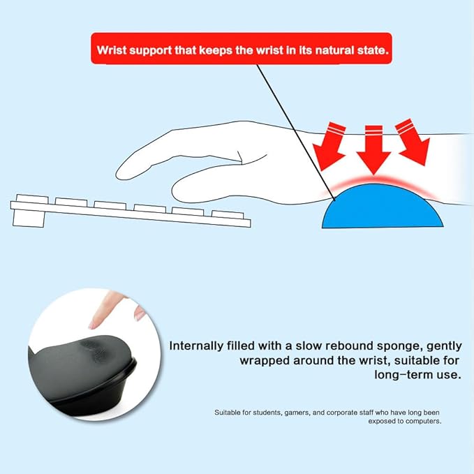 Memory Foam Mouse, Keyboard Wrist Rest Pad Anti-Skid Mousepad Support Mat for Office Computer Laptop Mac- Durable Comfortable Lightweight Easy Typing Pain Relief (Gray)