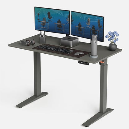 Autonomous Grey Electric Standing Desk 5 48×24 Inches, Adjustable Height Desk Stand Up Desk, Sit Stand 3 Memory Presets, Cable Tray for Home Office & Computer Workstation