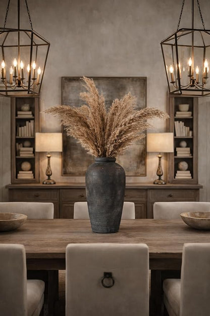 Vaseking Large Ceramic Rustic Vase, 11 inch Minimalist Decorative Farmhouse Tall Vase for Home Decor, Living Room, Shelf Decor, Enterway, Wedding, Table Decoration, Bronze