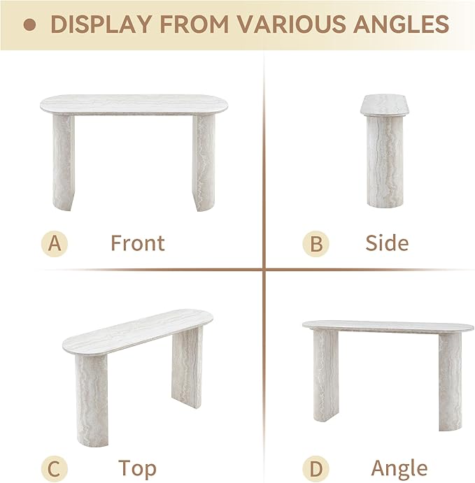 55 Inch Console Table, Modern Entryway Table with Rounded Corners, Narrow Sofa Table Behind Couch for Foyer, Hallway, Living Room,White