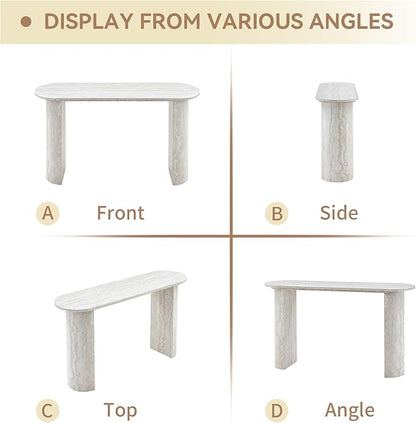 55 Inch Console Table, Modern Entryway Table with Rounded Corners, Narrow Sofa Table Behind Couch for Foyer, Hallway, Living Room,White