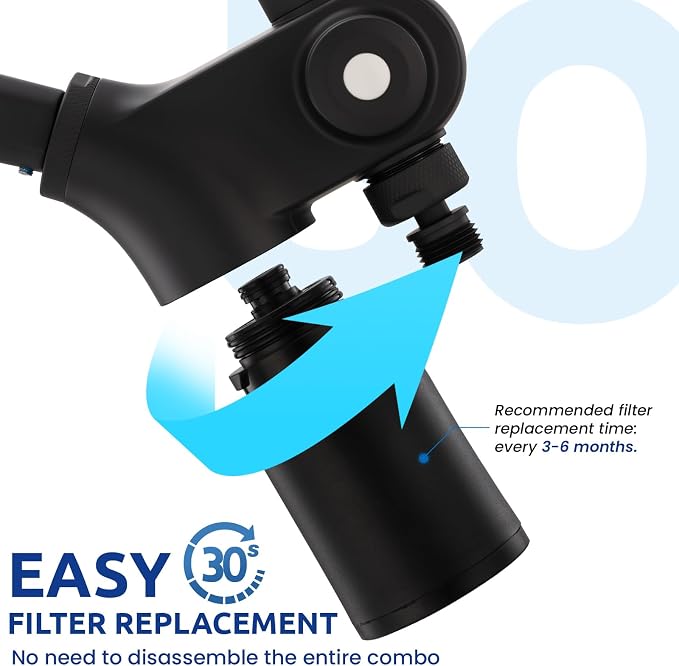 Ryamen Upgraded Dual Shower Heads Combo, 10 inch Filtered Shower Head with Handheld, 3-Way Rain Shower Head with Filters, 7 Settings Handheld Spray, High Pressure, Height Adjustable (Black)