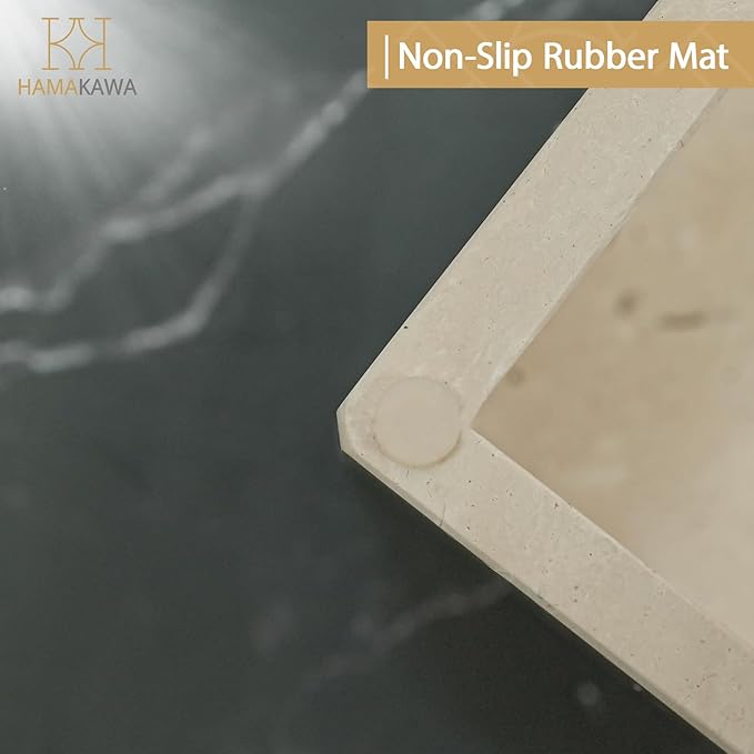 HAMAKAWA Natural Marble Tissue Box Cover, Beige Tissue Organizer L 10 x W 5.5 x H 3.5 Inch, Heavy Stone Decorative Box, Square Tissue Box Holder for Home Decor, Kitchen, Bathroom