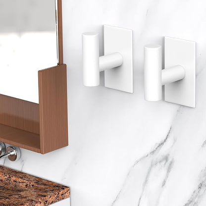 VAEHOLD Wall Towel Hooks, Heavy Duty Sticky Holder Waterproof Towel Hooks for Hanging Coat, Clothes, Closet Hook Wall Mount for Kitchen (White, 4 Pack)