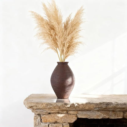Brown Rustic Vase – 8.6" Farmhouse Vase for Table Centerpiece, Resin Vintage Vases for Pampas Grass, Rustic Decor for Dining Table, Entryway, Mantel or Living Room Shelf