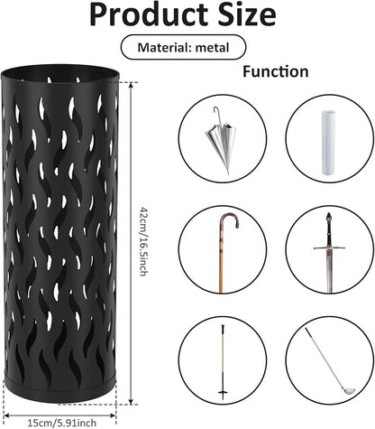 US Umbrella Stand Metal Umbrella Holder Hollowed Umbrella Rack Freestanding Umbrella Stand Rack Practical Umbrella Organizer Indoor Umbrella Storage Rack for Home Entryway(black-1-circular)