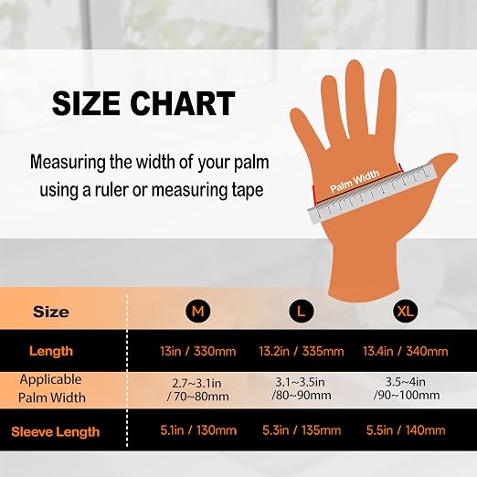 Heavy-Duty Thick Black Rubber Cleaning Gloves, 1 Pair, L | Reusable & waterproof black/orange dual layers. Non-slip design for dishwashing, kitchen cleaning, and auto care.