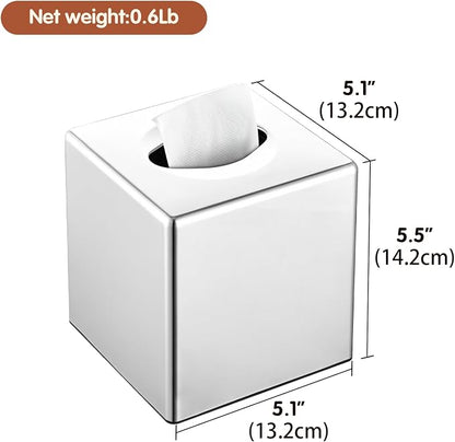 Y-in Hand Tissue Box Cover, Square Facial Tissue Holder Storage for Bathroom Vanity, Countertops, Dressers, Night Stand, Parlors and Offices - Mirror