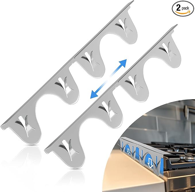 Stove Gap Covers Stainless Steel, 2 Pack, Stove Gap Filler, Stove Gap Guard, Range Trim Kit, Heat Resistant, Easy Clean, Retractable, Length 13.8” to 27.5”