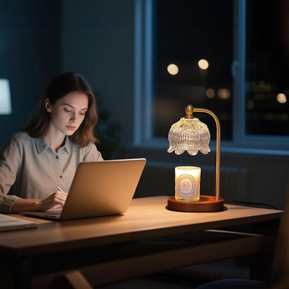 MEIXISUE Candle Warmer Lamp with Timer Dimmable,Antique Brass Candle Lamp,Wax Melt Warmer Light for Jar Candles,Mother's Day/Birthday Gifts for Mom/Wife,Home Decor Lamp,with 2 Bulbs