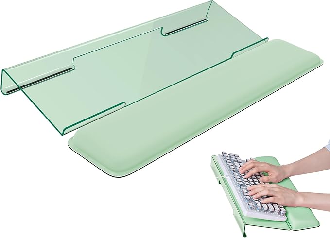 Laborio Computer Keyboard Wrist Rest Stand for Desktop, Keyboard Riser Holder with Wrist Pad for Office Desk, Home, School (Green)