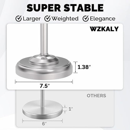 Toilet Paper Holder Stand, Brushed Nickel Toilet Paper Holder Free Standing, Post Pivoting Design & Stable Weighted Base SUS304 Stainless Steel for Bathroom(Mega Roll)