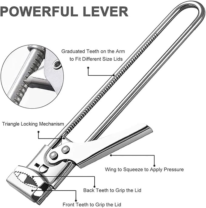 Master Jar & Bottle Opener, Adjustable Multifunctional Stainless Steel Can Opener Jar Lid Gripper, Manual,Kitchen Accessories（Silver）