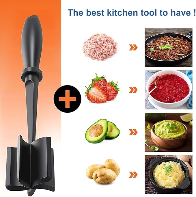 3Pcs Meat Chopper,Heat Resistant Up to 450°F Nylon Meat Masher with 5 Curved Blades & Non-Slip Handle,Ground Beef Chopper Tool for Hamburger,Non-Stick Masher for Kitchen,Dishwasher Safe
