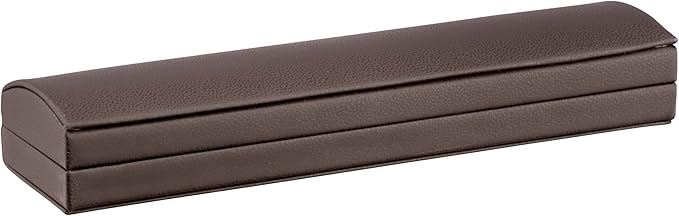 Dome-Shape Leather Bracelet Box for Women & Men – Jewelry Gift Box Ideal for Bracelet Case, Necklace, Chain – Bracelet/Necklace Box with Cream Ribbed Outer Box & Matching Bow Ribbon
