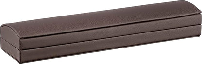 Dome-Shape Leather Bracelet Box for Women & Men – Jewelry Gift Box Ideal for Bracelet Case, Necklace, Chain – Bracelet/Necklace Box with Cream Ribbed Outer Box & Matching Bow Ribbon