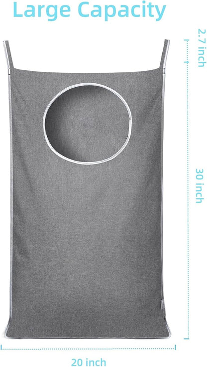 KEEPJOY Hanging Laundry Hamper Bag with 2 Different Types of Hooks, Size 20 x 30 Inch Door Laundry Hamper Storage Bag for Dirty Clothes, Blankets, and Toys (Grey, 1-Pack)