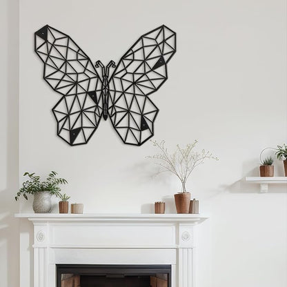 SIGNLEADER Metal Wall Art Decor The Butterfly Effect Modern Abstract Wall Sculpture Hangings Home Decoration for Living Room, Bedroom, Bathroom, Kitchen, Outdoor - 12" Black