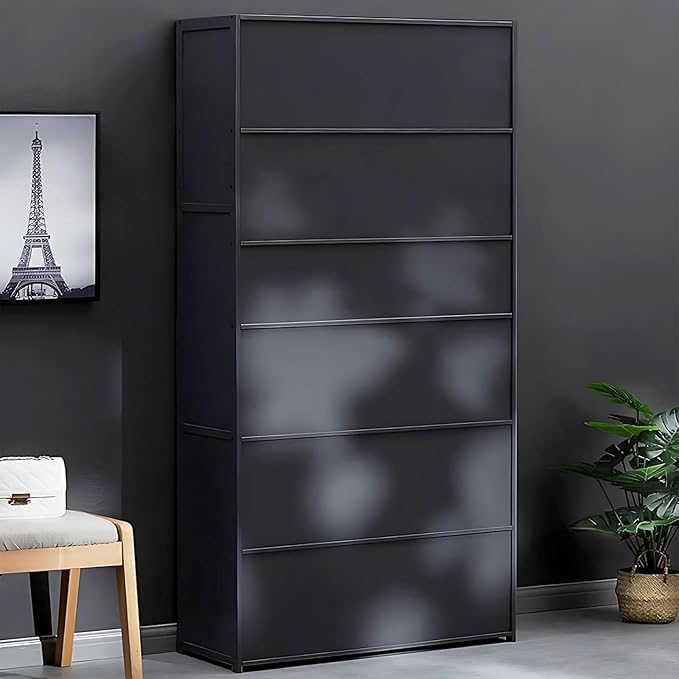 11-Tier Large Shoe Cabinet with Acrylic Doors, Large Capacity Bamboo Shoe Cabinet, 40-45 Pairs Shoe Rack, Free Standing Shoe Rack,Entrance for Hallway Living Room