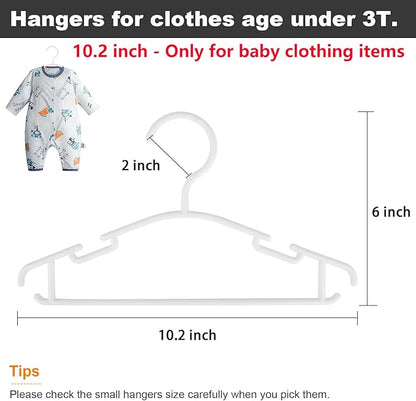 GoodtoU Kids Hangers 100 Pack Baby Hangers for Closet Toddler Hangers Plastic White Childrens Hangers Small Hangers 10.24inch (0-24 Months)