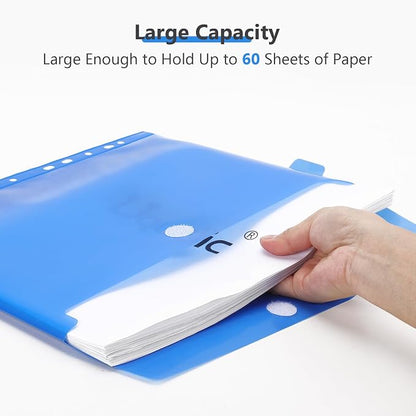 Uquelic Document Organizer, Soft PVC Binder with 12 Colorful Pockets - Zipper Binder 3 Ring with Dividers Letter Size (11'' x 8.5'')-Large Capacity Cute Folder for School, Office & Home Use (Black)