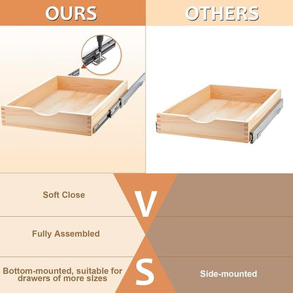 Sintuff 1 Pack Wooden Pull out Tray Cabinet Organizer Gentle Close Roll out Shelves for Kitchen Cabinets Fully Assembled Slide Pantry Shelves (15'' X 21'')