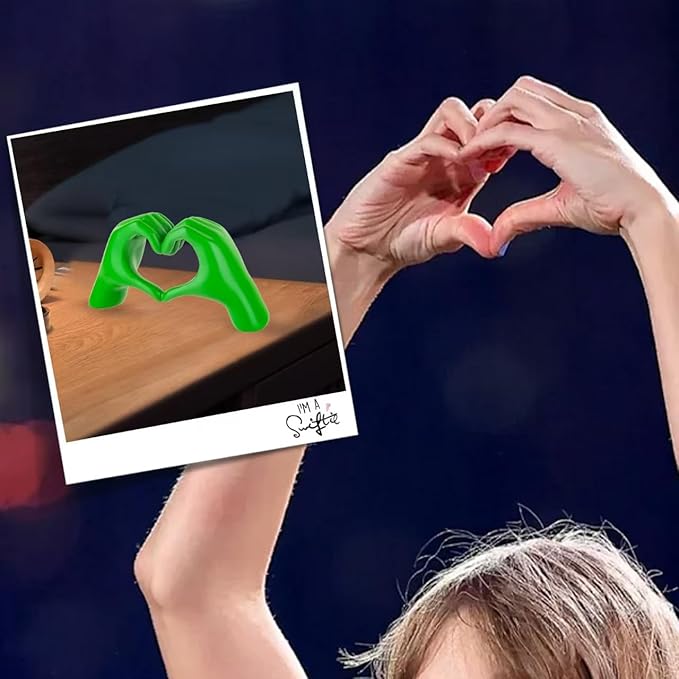 Small Green Decor,Resin Heart Hands Sculpture for Living Room Bedroom Bookshelf Shelves Office Desk Decor,Love Finger Modern Statue for Wedding Decorations,Unique Birthday for Women Girls.