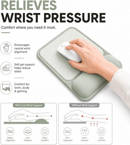 eulps Ergonomic Mouse Pad with Wrist Rest, Gel Mousepad with Soft Wrist Support, Non-Slip PU Base, Smooth Surface Mouse Pad for Wrist Pain Relief, Computer Laptop Office Home & Gaming (Sage Green)