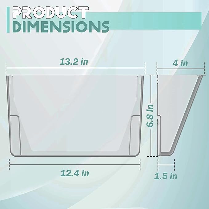 6 Pockets Acrylic Wall File Organizer, Clear Wall File Holder, Plastic Hanging Wall File Holder for Office, School and Home, Smoky