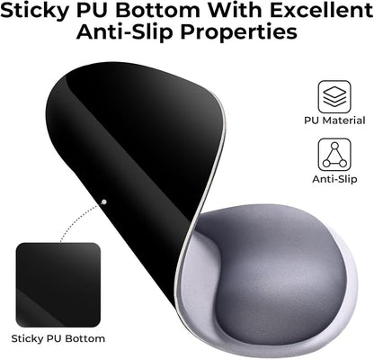 EooCoo Ergonomic Mouse Pad with Gel Wrist Rest Support Middle Concave Design, Relieve Wrist Pain Mousepad, Non-Slip Base for Laptop, Computer, Office Desk Accessories, Carpal Tunnel Syndrome Grey
