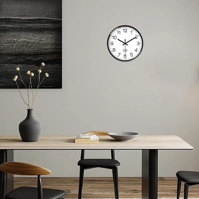 XNM Decorative Wall Clocks Battery Operated 14 Inch White Classic Wall Clock for Living Room Office Modern Minimalist Wall Clock Silent